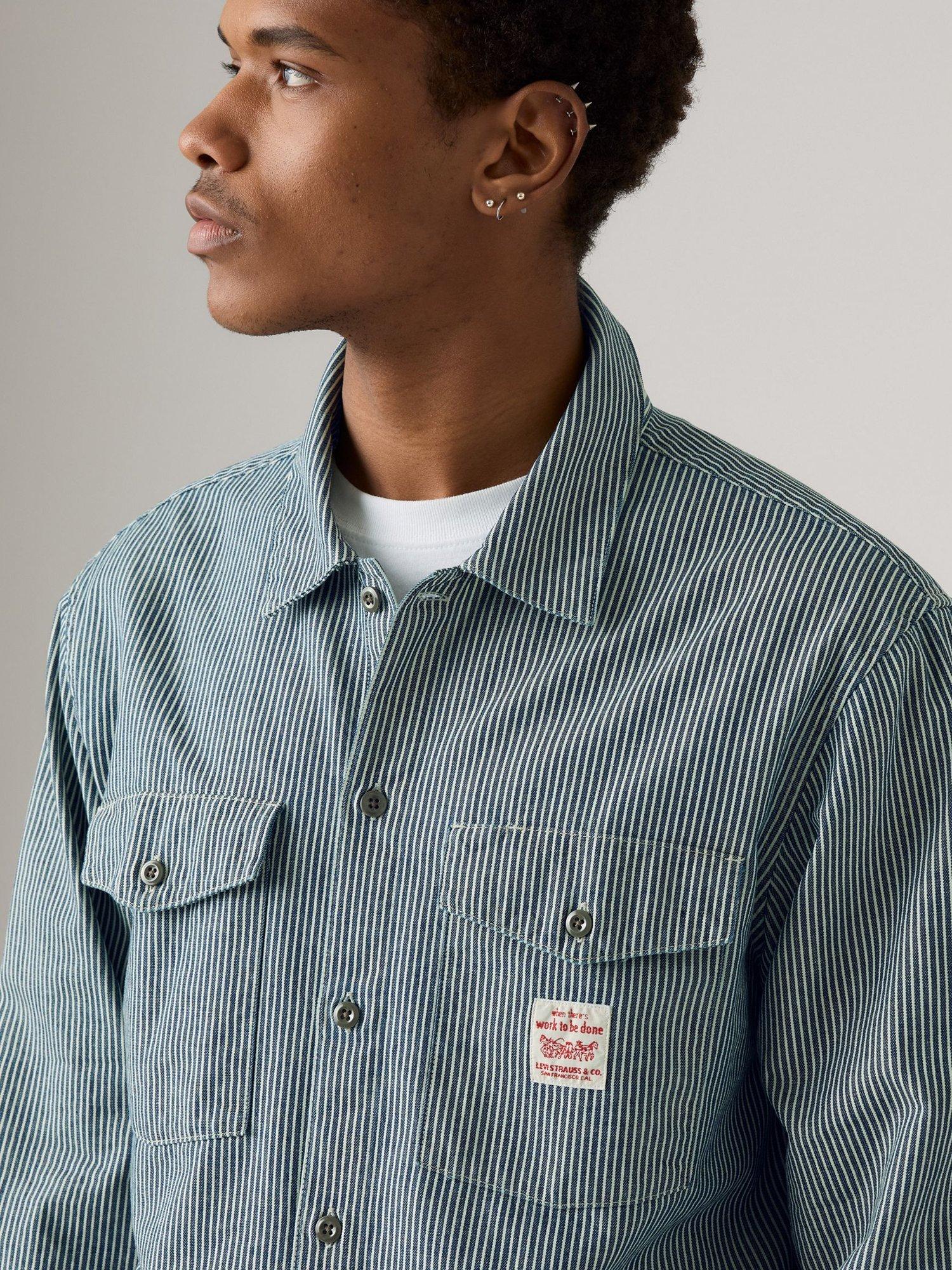 Product image 3 of 4, which shows Levi's Cotton Long Sleeve Worker Shirt, Washington Stripe, XL