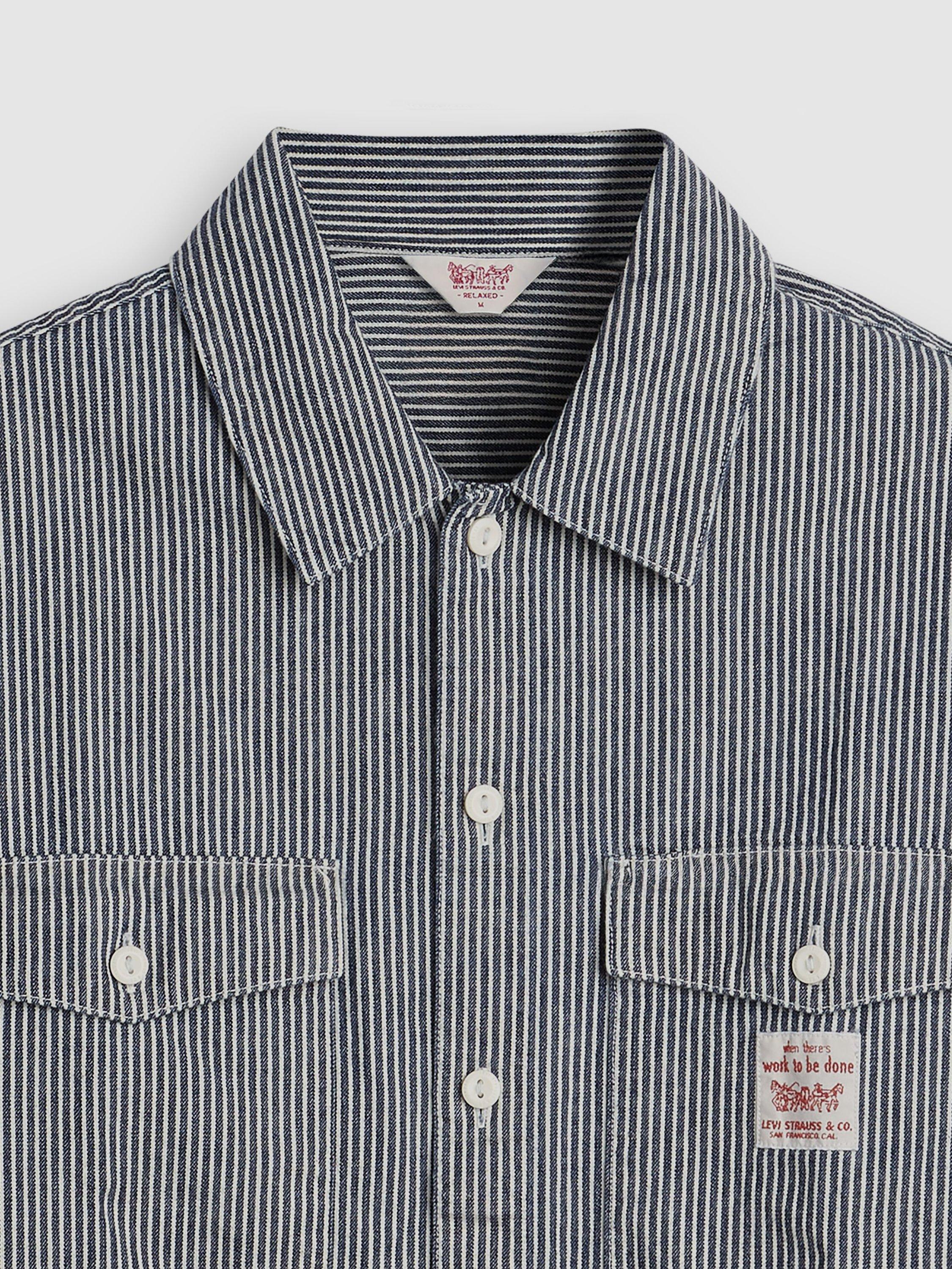 Product image 4 of 4, which shows Levi's Cotton Long Sleeve Worker Shirt, Washington Stripe, XL