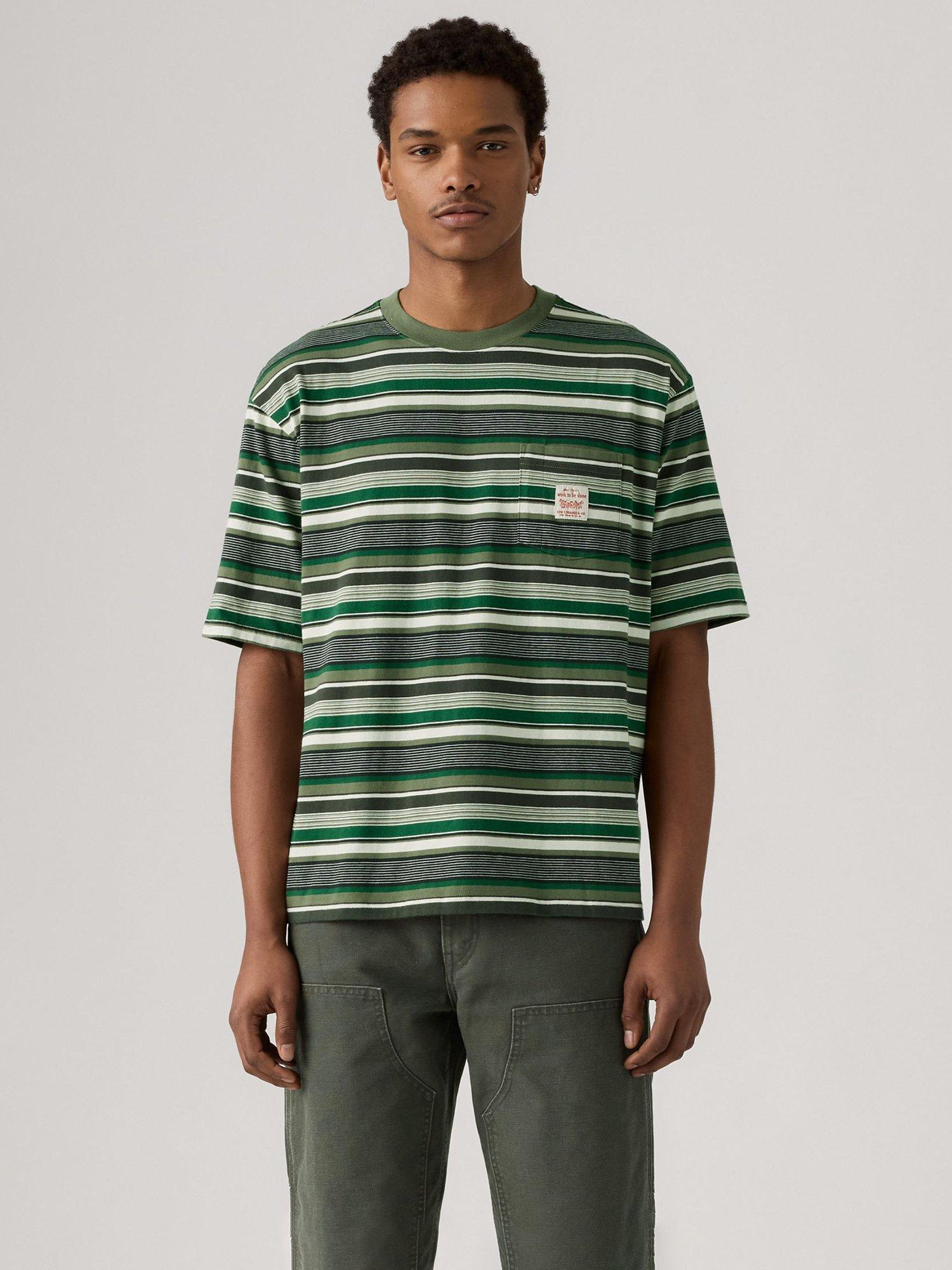 Product image 1 of 5, which shows Levi's Darlin Cotton Short Sleeve Workwear T-Shirt, Darlin Stripe, S