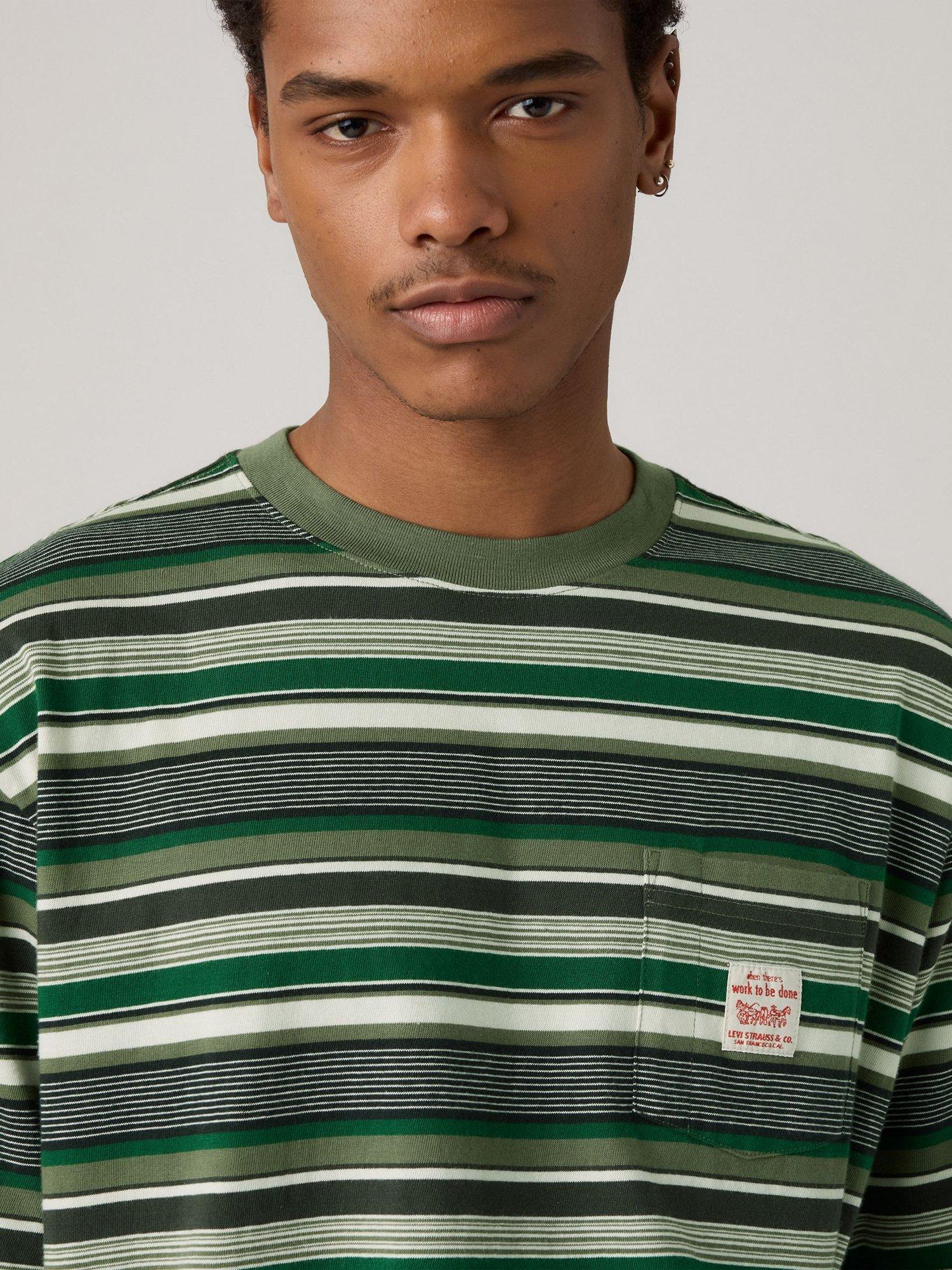 Product image 3 of 5, which shows Levi's Darlin Cotton Short Sleeve Workwear T-Shirt, Darlin Stripe, S