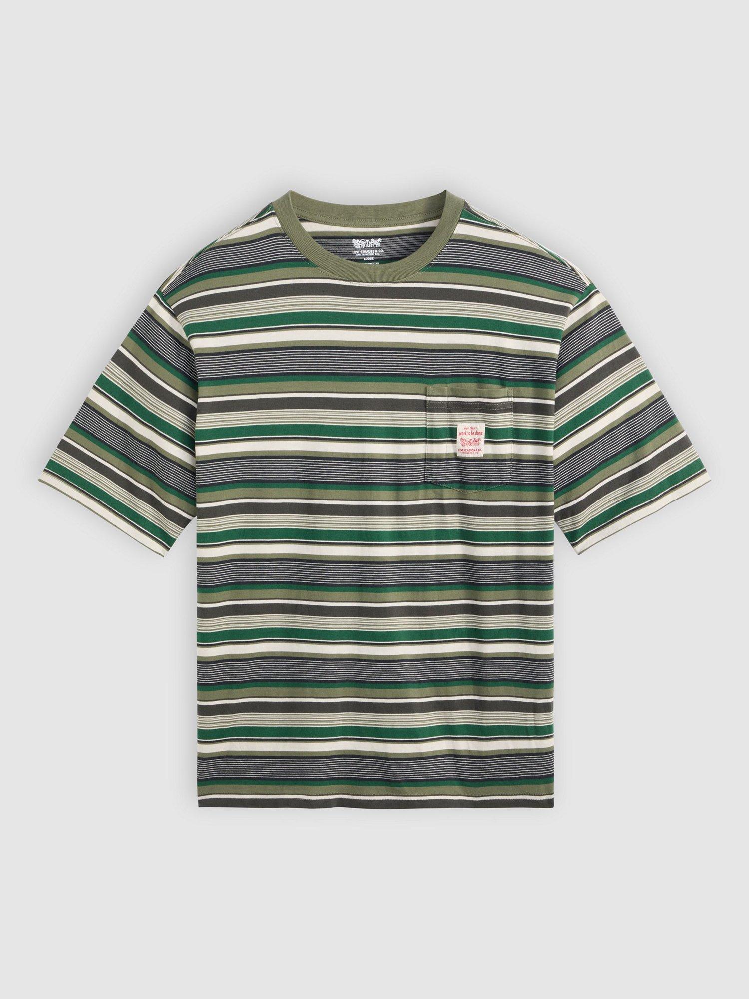 Product image 4 of 5, which shows Levi's Darlin Cotton Short Sleeve Workwear T-Shirt, Darlin Stripe, S