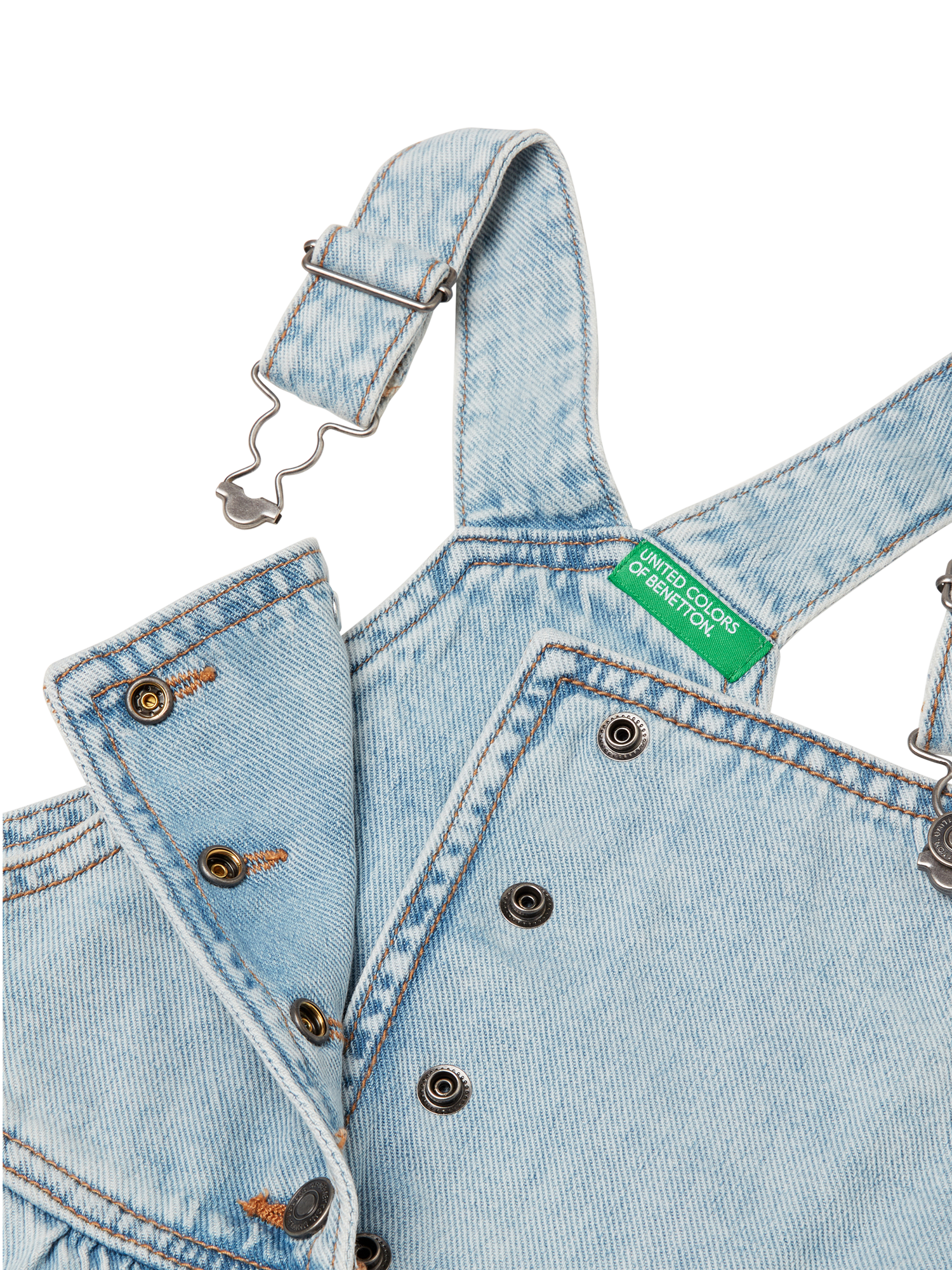 Product image 3 of 3, which shows Benetton Kids' Denim Pinafore Dress, Blue, 2-3 years