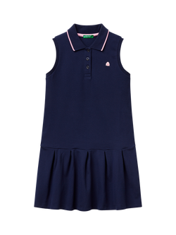 Benetton Kids' Piquet Sleeveless Polo Shirt Dress, Night Blue, Night Blue