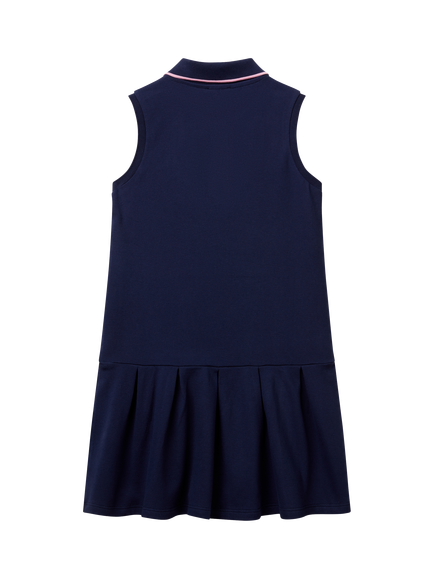 Benetton Kids' Piquet Sleeveless Polo Shirt Dress, Night Blue - view 2, Night Blue