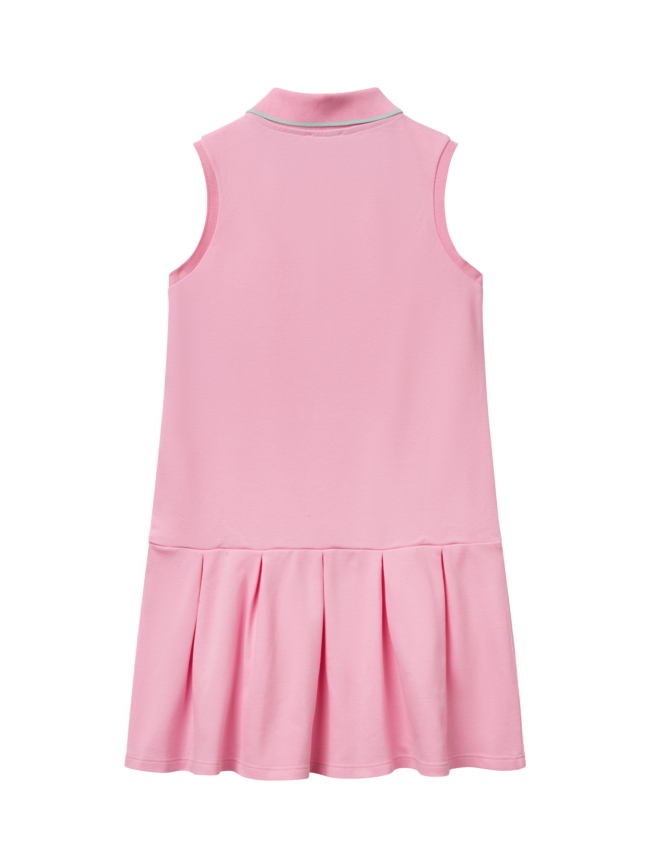 Product image 2 of 3, which shows Benetton Kids' Piquet Sleeveless Polo Shirt Dress, Pink, 10-11 years