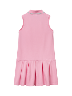 Benetton Kids' Piquet Sleeveless Polo Shirt Dress, Pink - view 2, Pink