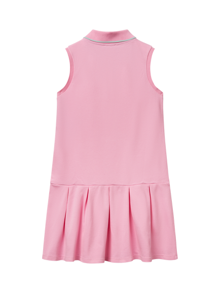 Benetton Kids' Piquet Sleeveless Polo Shirt Dress, Pink - view 2, Pink