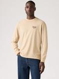 Levi's Regular Fit Long-Sleeve Graphic Authentic T-Shirt, Navy Blazer, White Pepper