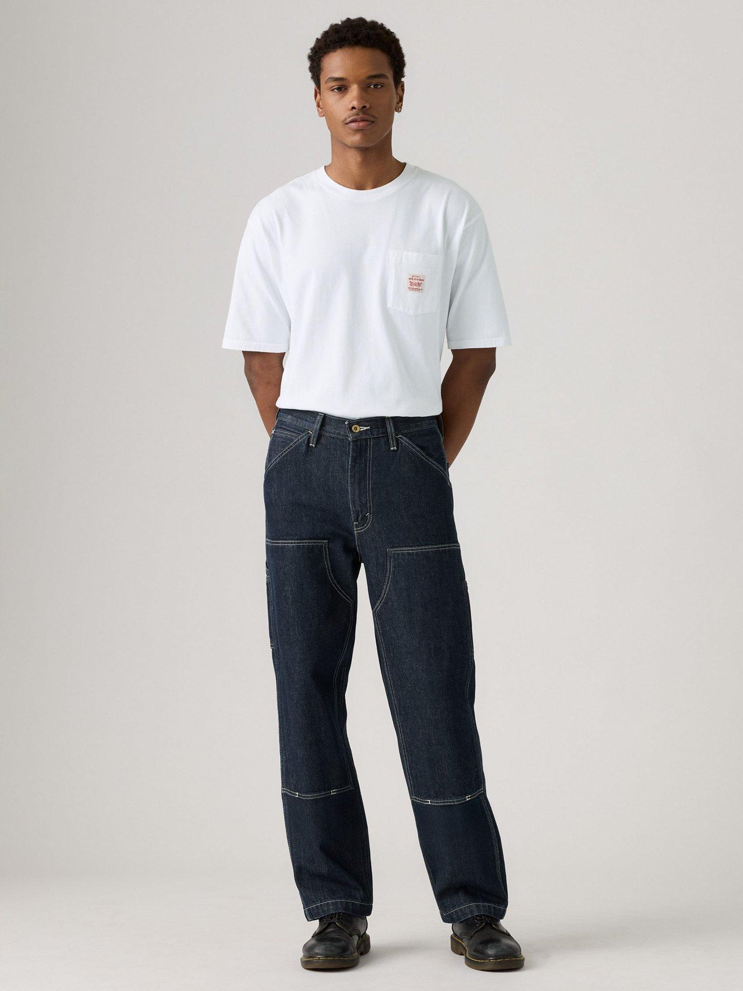 Product image 1 of 5, which shows Levi's 568 Cotton Loose Straight Double Knee Carpenter Slim Denim Jeans, Mornin Classical, 30S