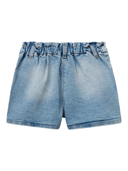 Benetton Kids' Elasticated Waist Denim Shorts, Blue - view 2, Blue