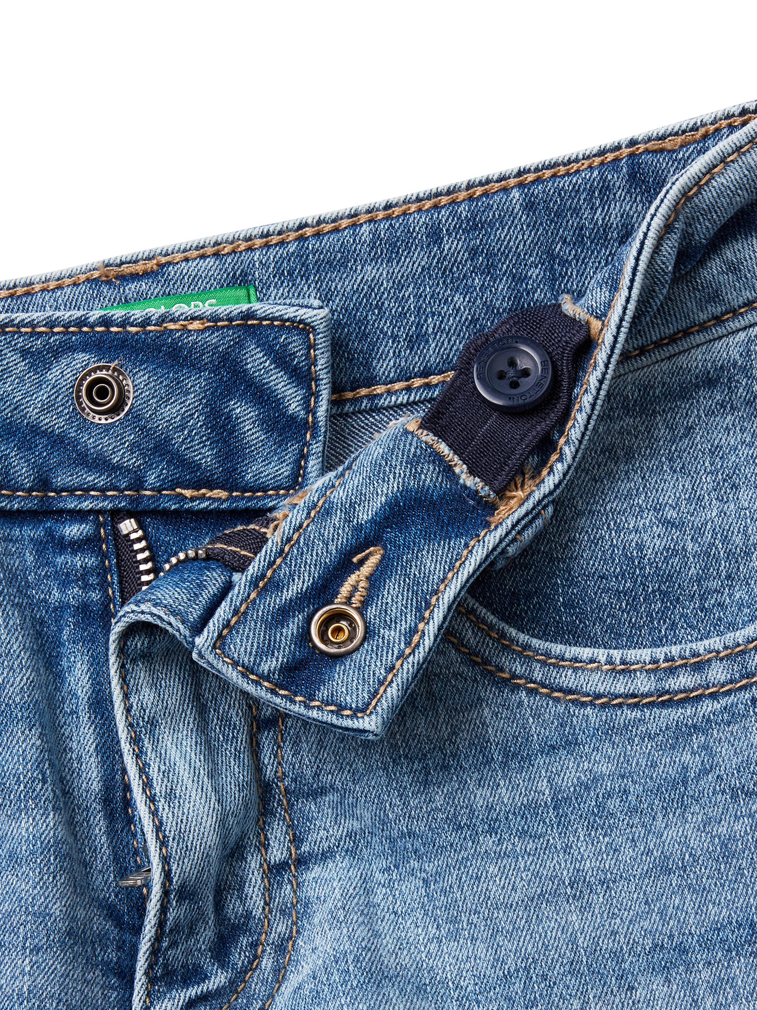 Product image 3 of 3, which shows Benetton Kids' Denim Shorts, Sky Blue, 11-12 years