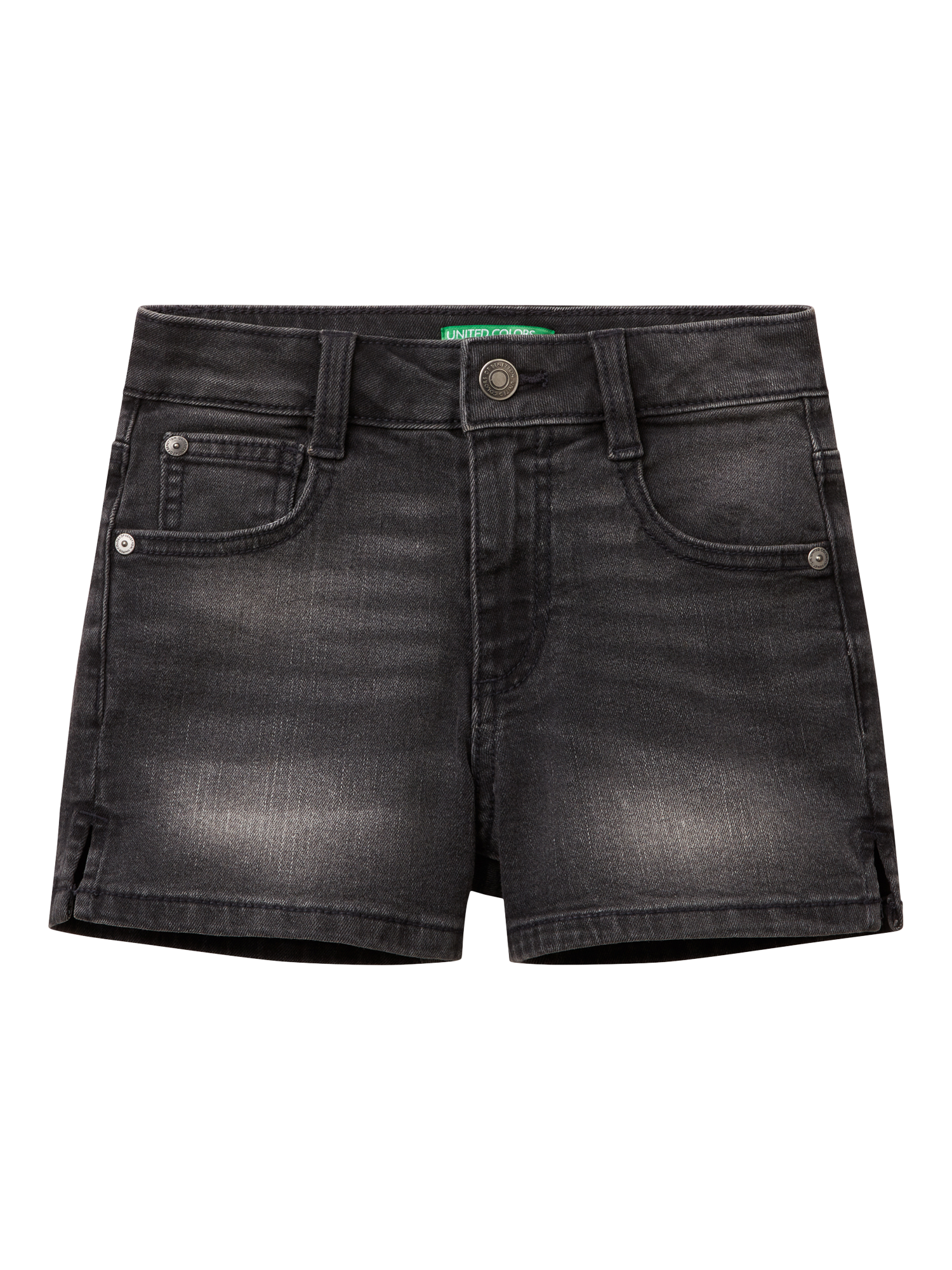 Product image 1 of 3, which shows Benetton Kids' Denim Shorts, Black, 11-12 years
