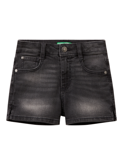 Benetton Kids' Denim Shorts, Black, Black