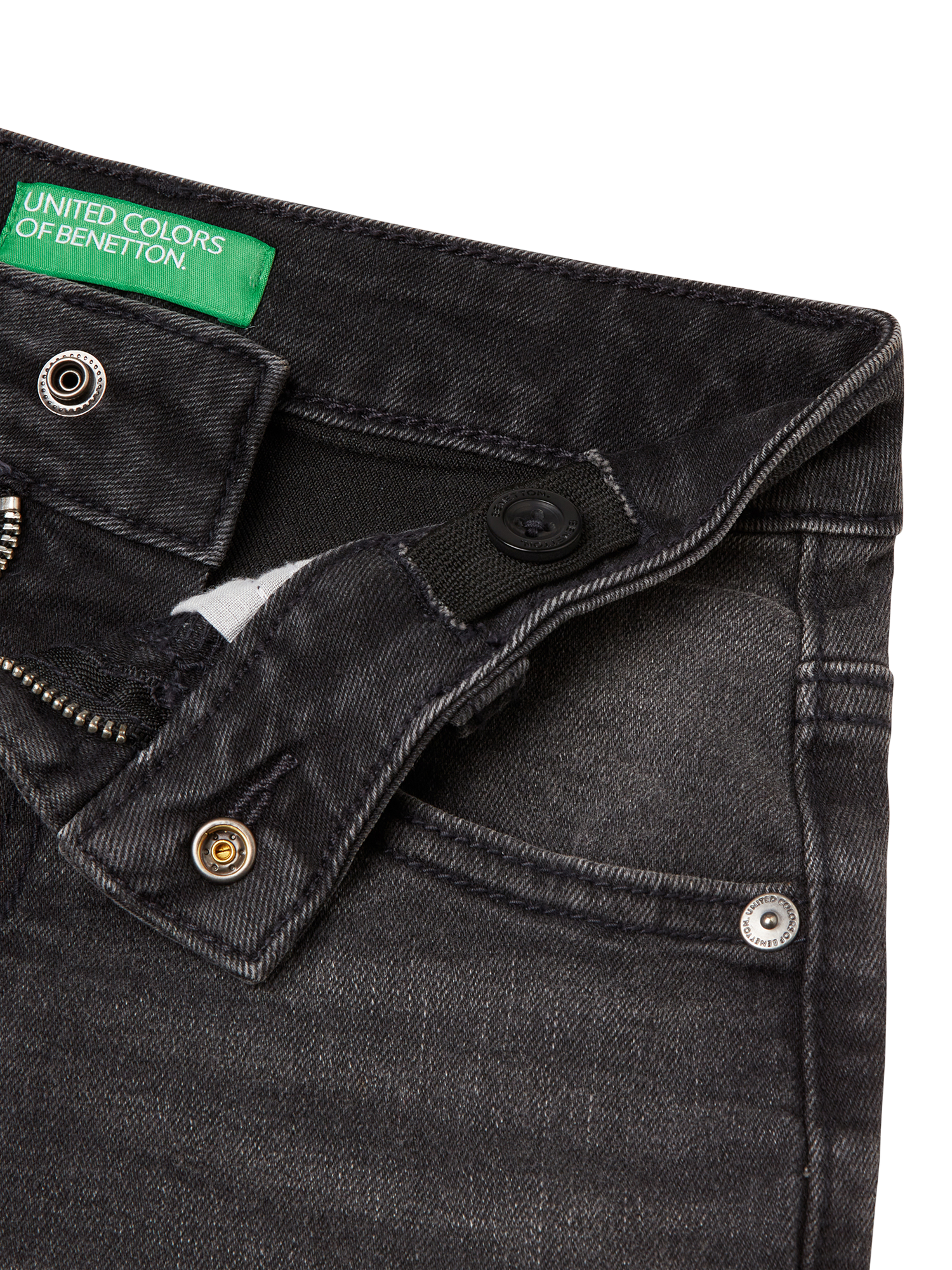 Product image 3 of 3, which shows Benetton Kids' Denim Shorts, Black, 11-12 years