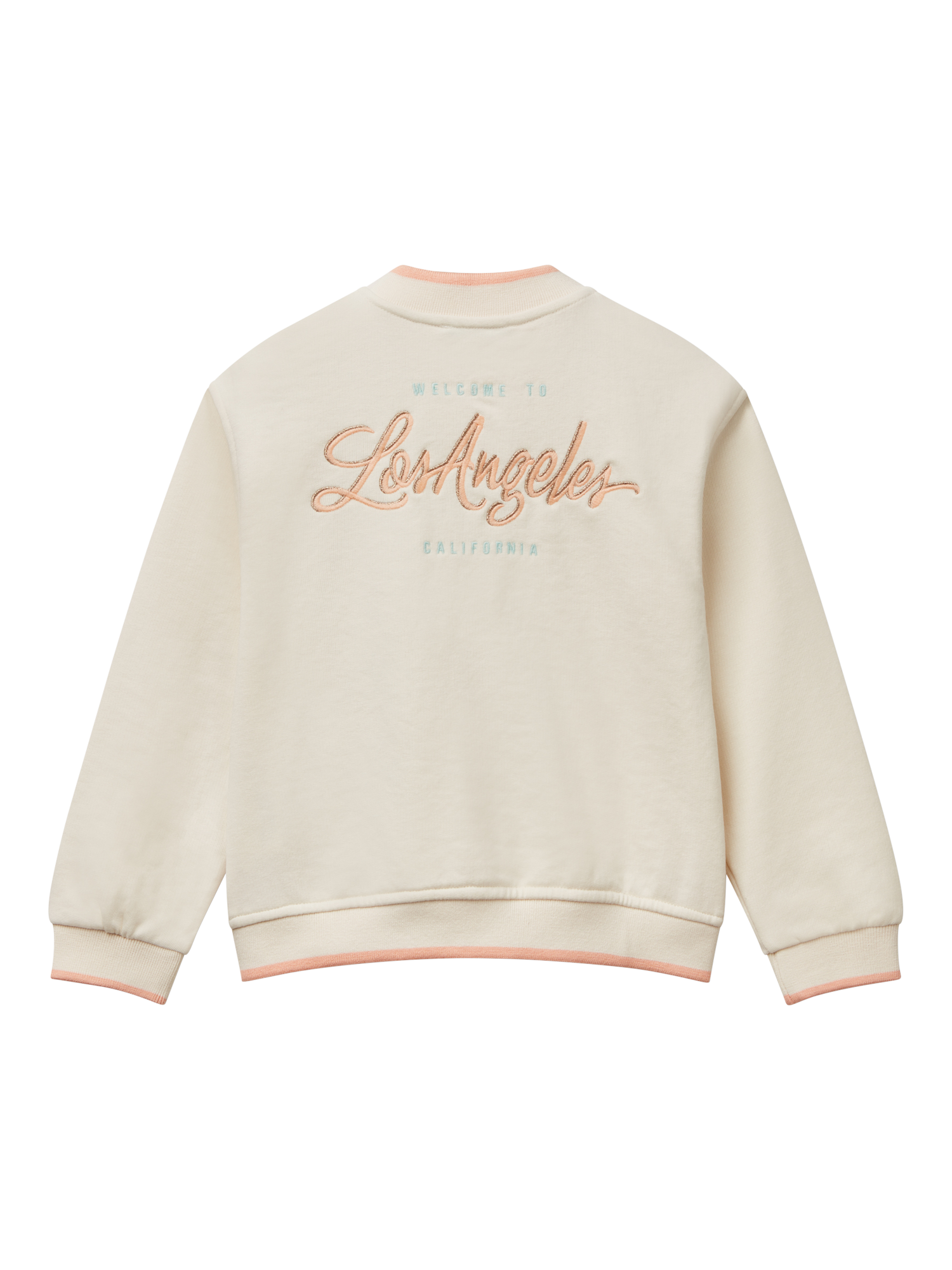 Product image 2 of 3, which shows Benetton Kids' Cotton Blend Fleece Jacket, White Cream, 4-5 years