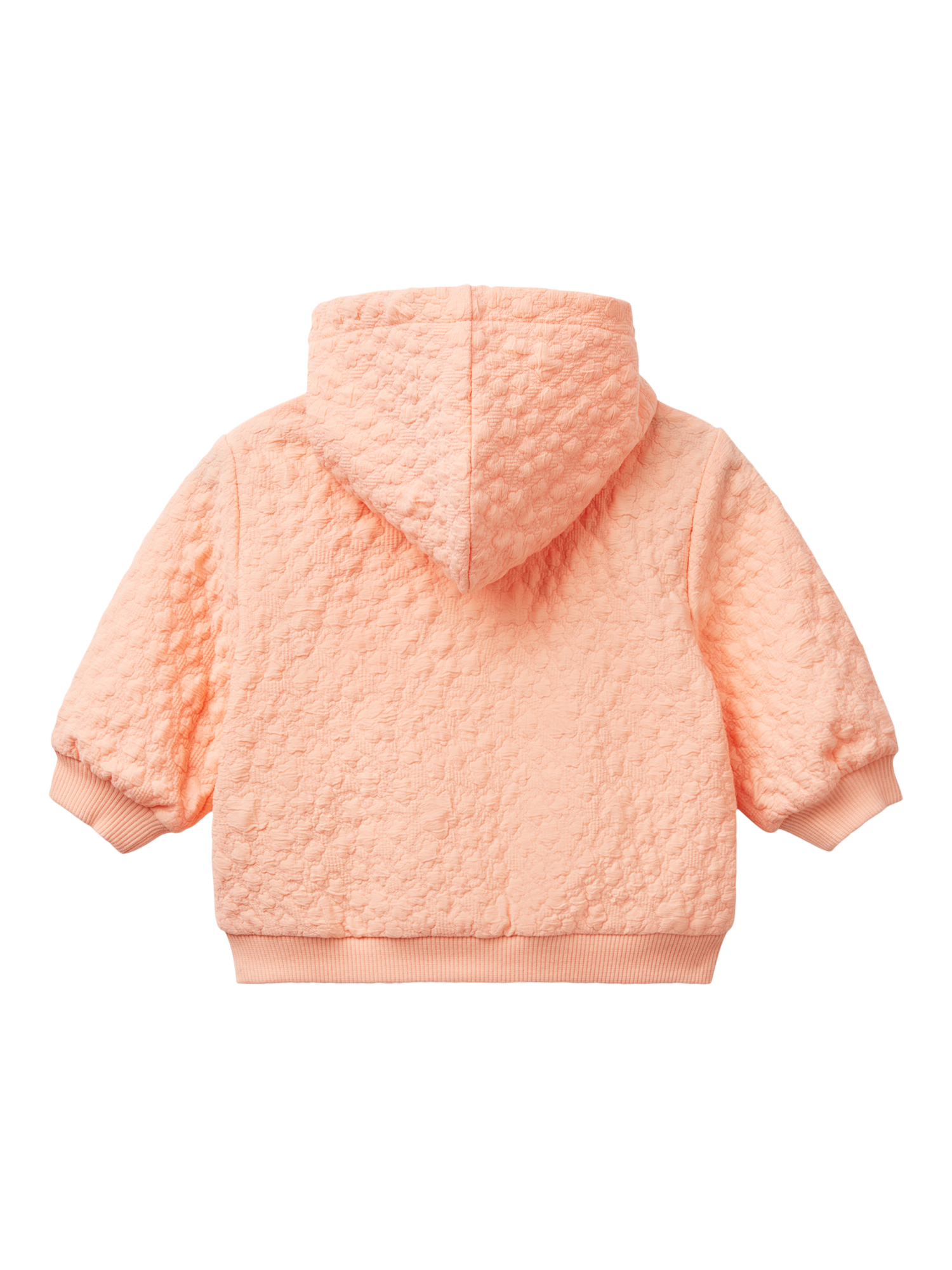 Product image 2 of 3, which shows Benetton Baby Textured Jacquard Hooded Sweatshirt, Peach, 1-3 months