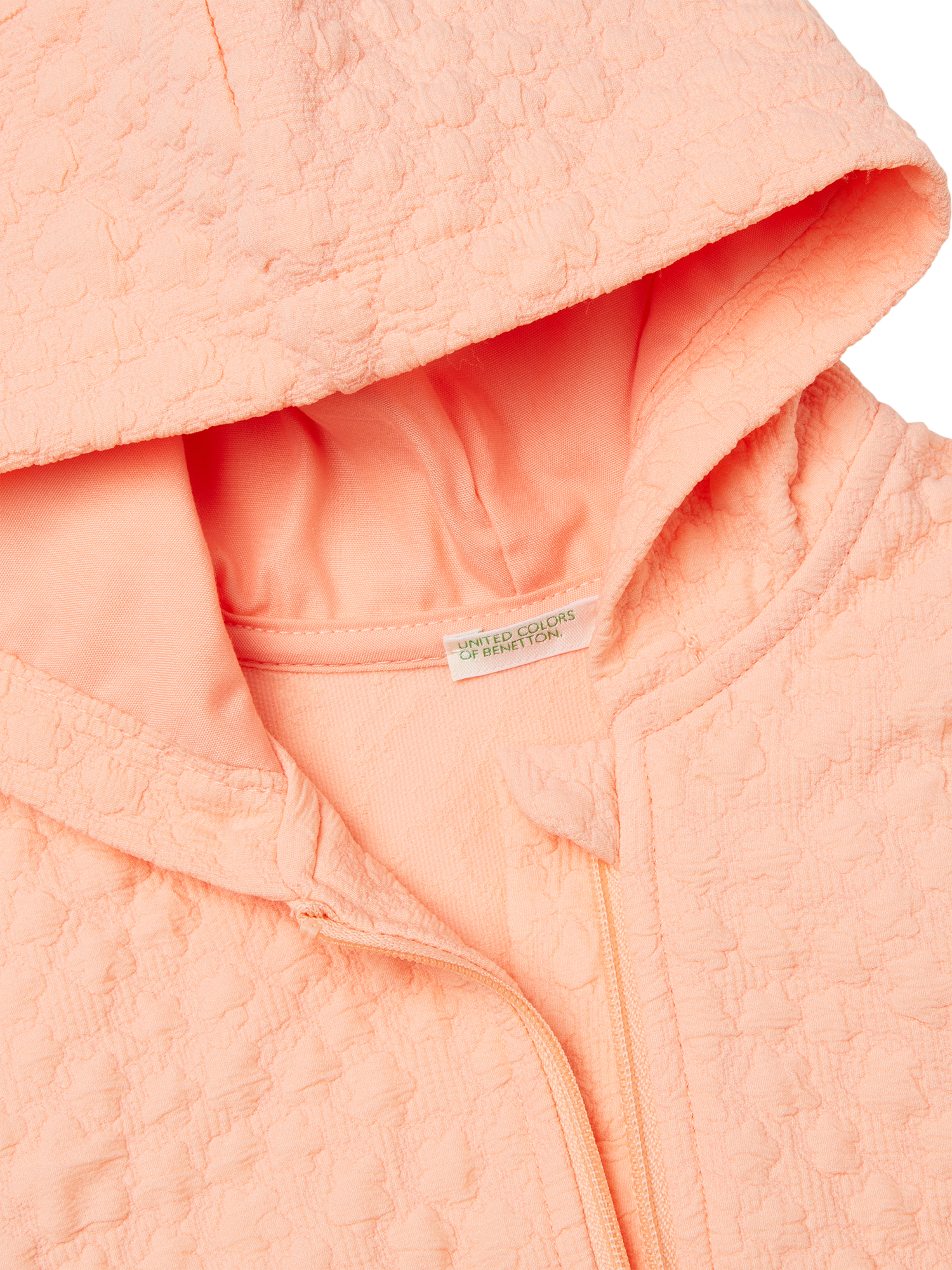 Product image 3 of 3, which shows Benetton Baby Textured Jacquard Hooded Sweatshirt, Peach, 1-3 months