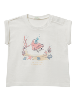 Benetton Baby Cotton Mermaid Short Sleeve Top, Offwhite, Offwhite