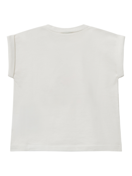 Benetton Baby Cotton Mermaid Short Sleeve Top, Offwhite - view 2, Offwhite