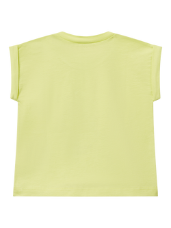 Benetton Baby Cotton Graphic Short Sleeve Top, Lime - view 2, Lime