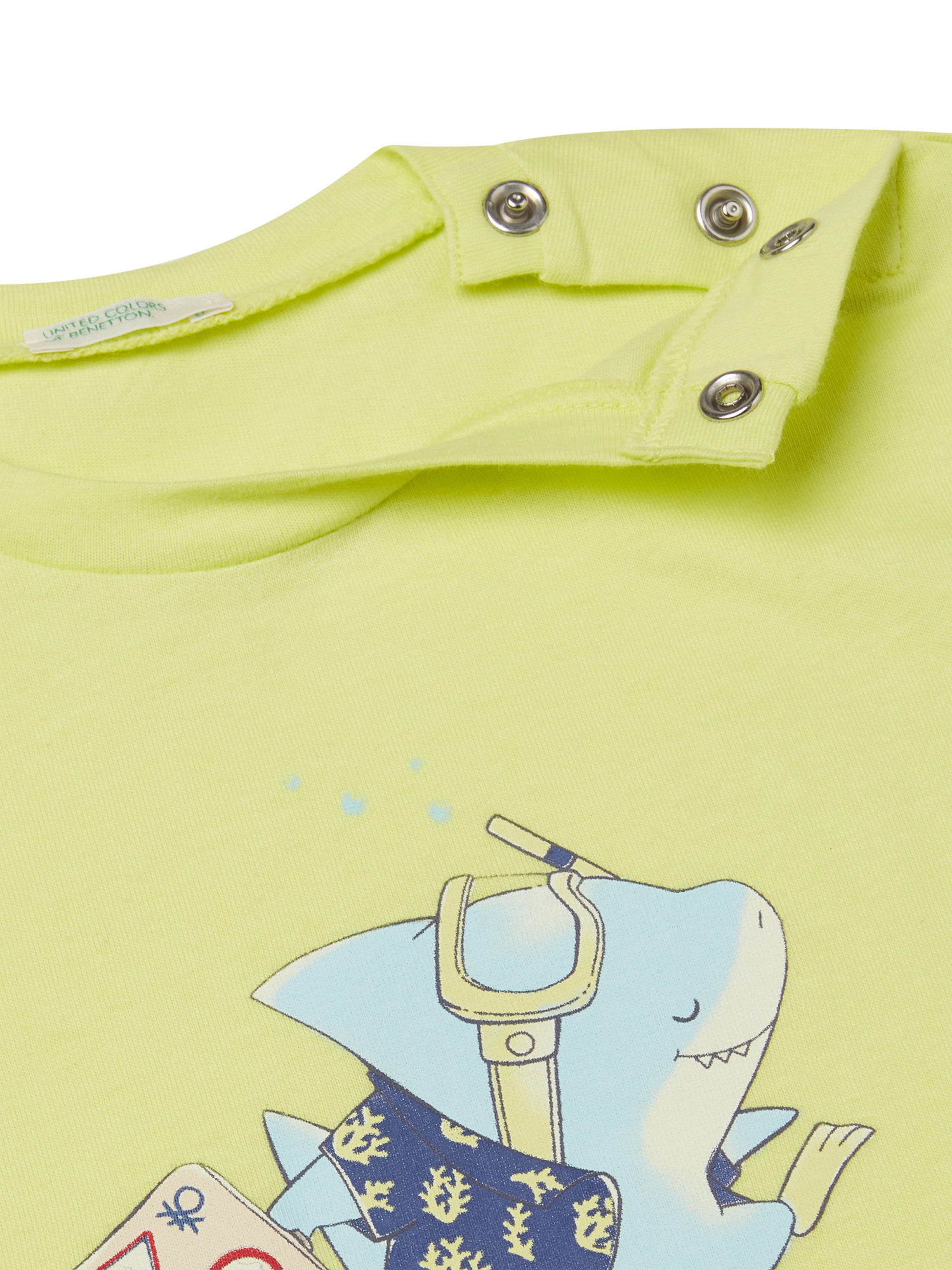 Product image 3 of 3, which shows Benetton Baby Cotton Graphic Short Sleeve Top, Lime, 1-3 months