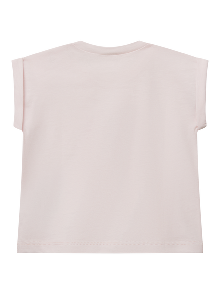 Benetton Baby Cotton Graphic Short Sleeve Top, Pastel Pink - view 2, Pastel Pink