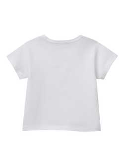 Benetton Baby Cotton Logo Print Short Sleeve Top, Optical White - view 2, Optical White
