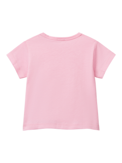 Benetton Baby Cotton Star Print T-Shirt, Pink - view 2, Pink