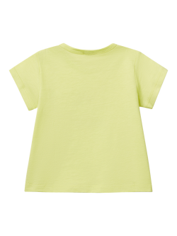 Benetton Baby Cotton Logo Print Short Sleeve Top, Lime - view 2, Lime