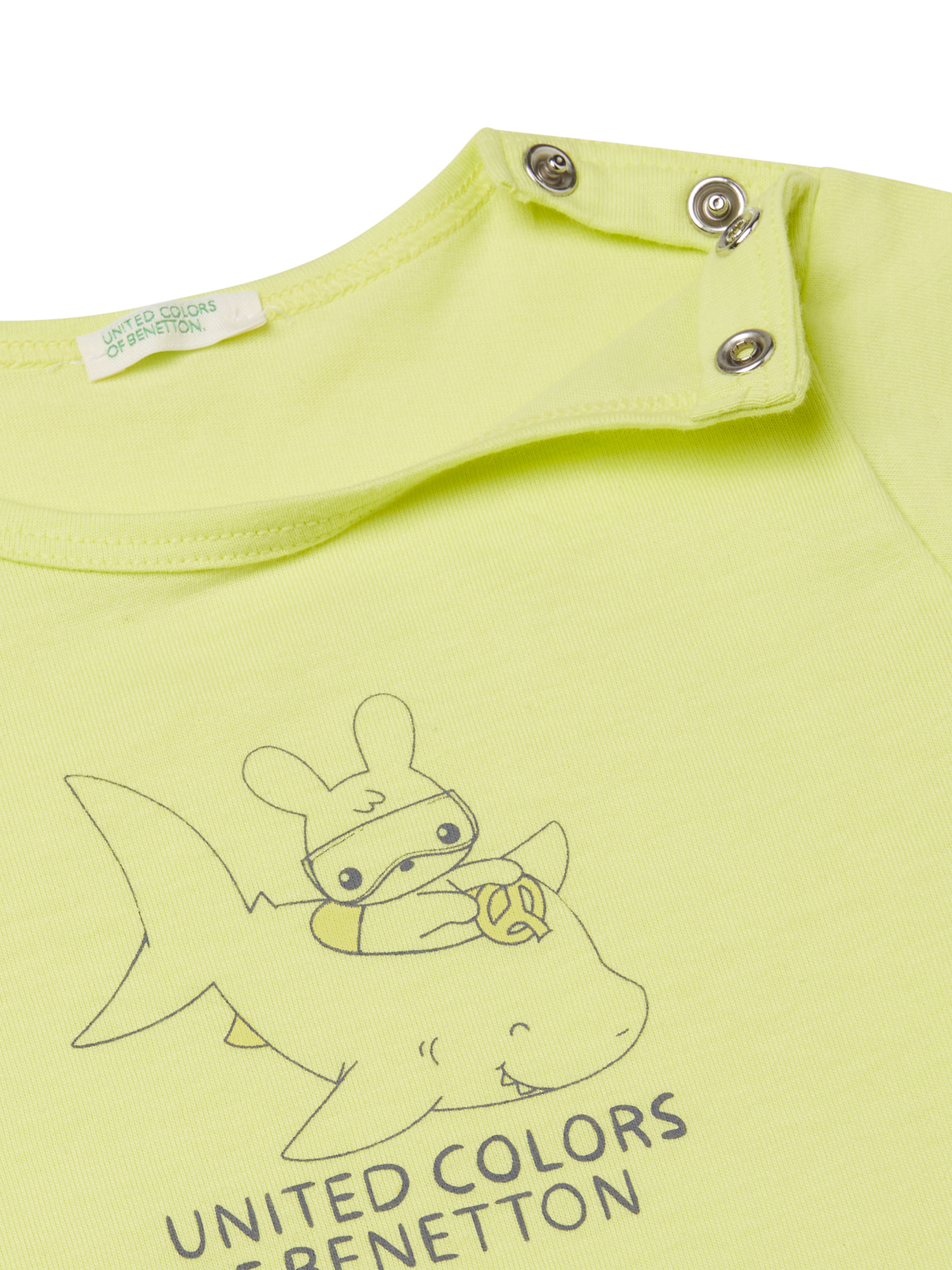 Product image 3 of 3, which shows Benetton Baby Cotton Logo Print Short Sleeve Top, Lime, 1-3 months