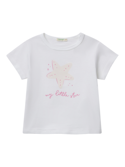 Benetton Baby Cotton Star Print T-Shirt, Optical White, Optical White