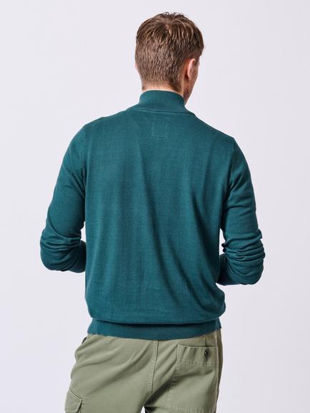 Aubin Daw Zip Neck Cotton Knit Jumper - view 2, Khaki