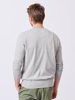 Aubin Raven Cotton Crew Neck Jumper - view 2, Grey Marl