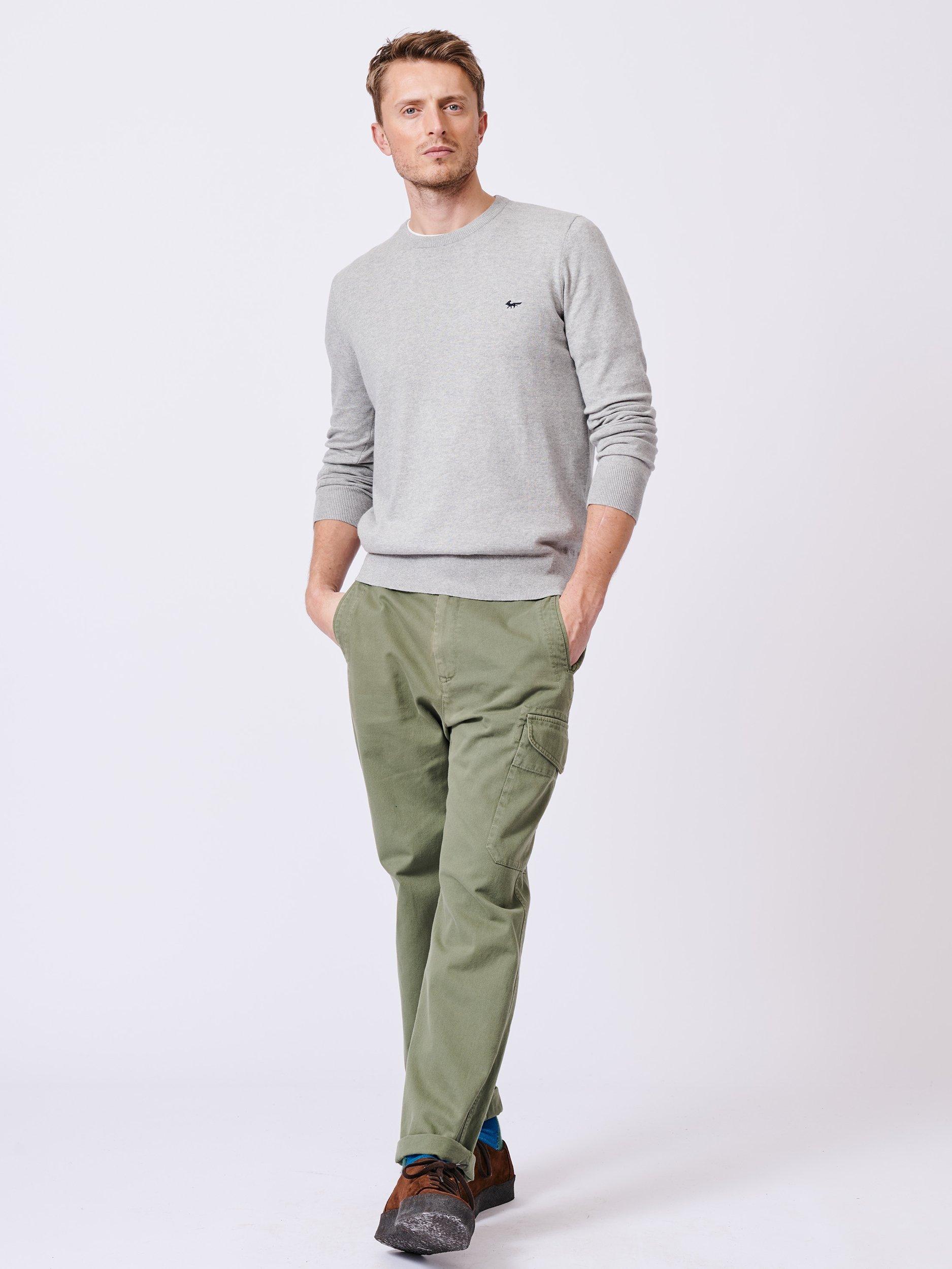Product image 3 of 5, which shows Aubin Raven Cotton Crew Neck Jumper, Grey Marl, S