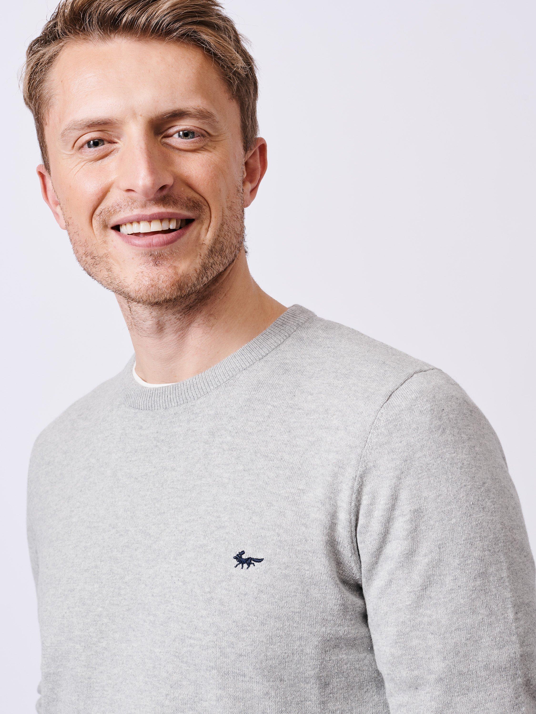 Product image 4 of 5, which shows Aubin Raven Cotton Crew Neck Jumper, Grey Marl, S