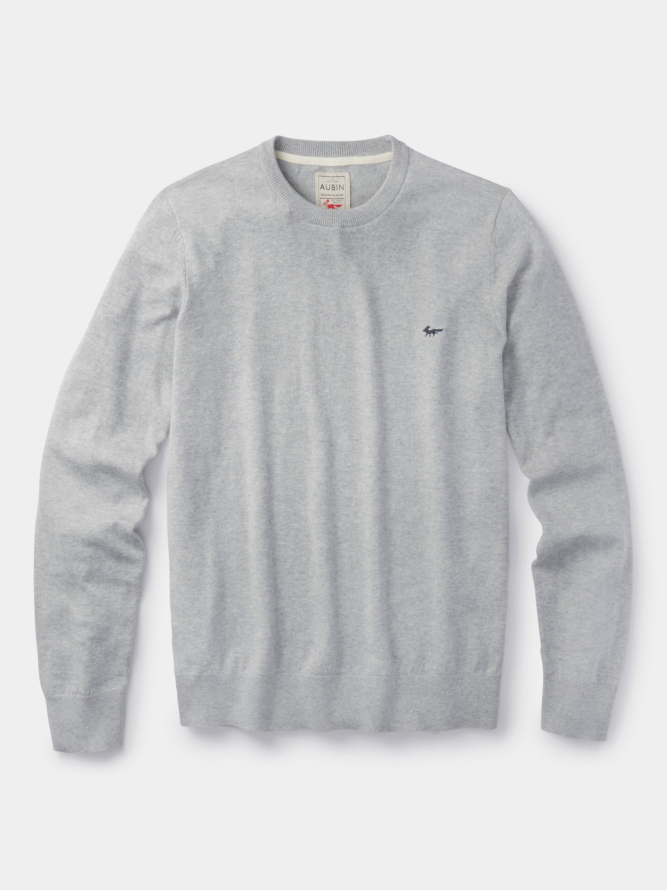 Product image 5 of 5, which shows Aubin Raven Cotton Crew Neck Jumper, Grey Marl, S
