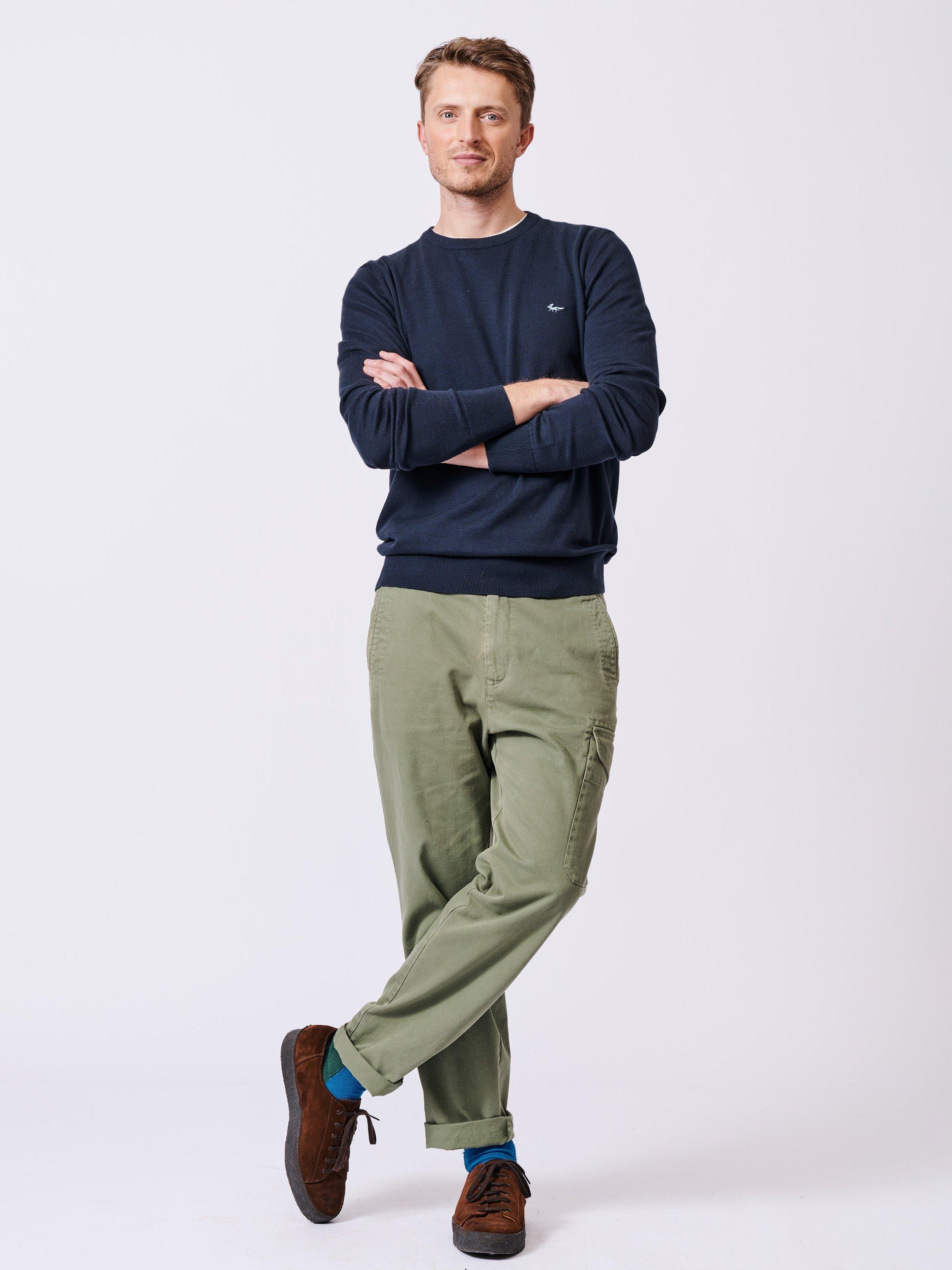 Product image 3 of 5, which shows Aubin Raven Cotton Crew Neck Jumper, Navy, S