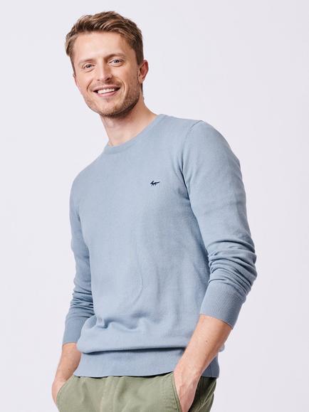 Aubin Raven Cotton Crew Neck Jumper, Pale Blue