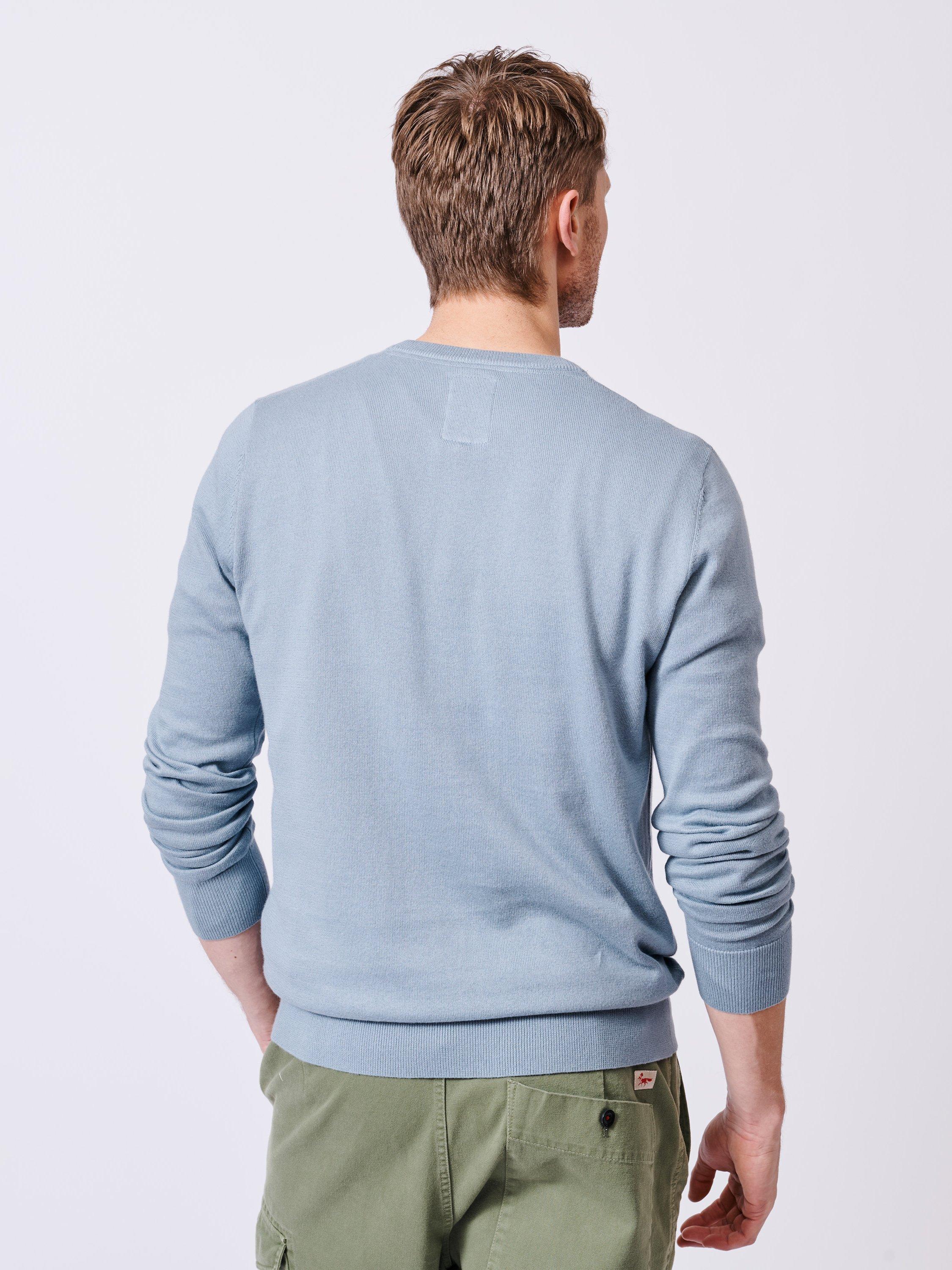 Product image 2 of 6, which shows Aubin Raven Cotton Crew Neck Jumper, Pale Blue, S