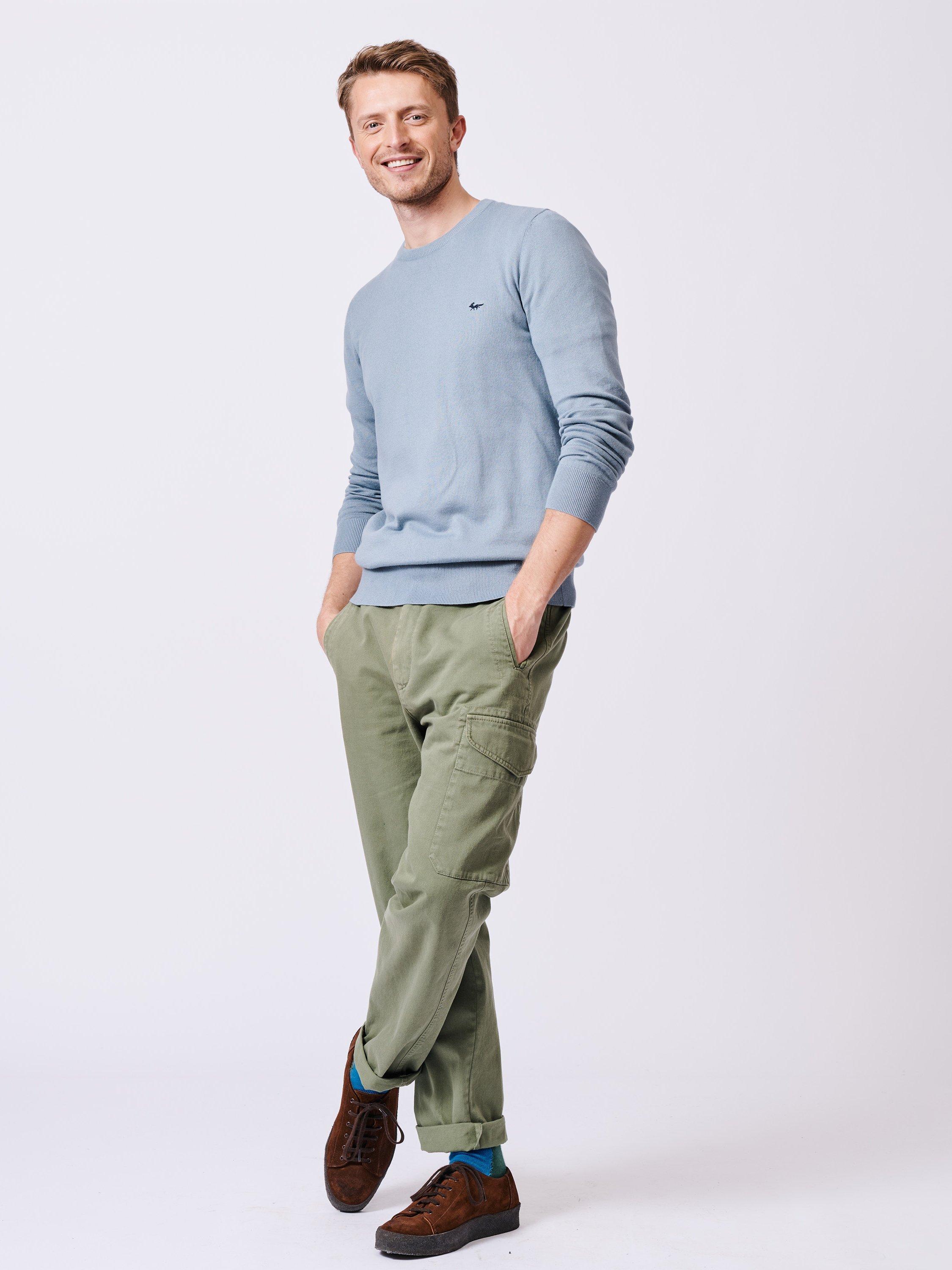 Product image 3 of 6, which shows Aubin Raven Cotton Crew Neck Jumper, Pale Blue, S