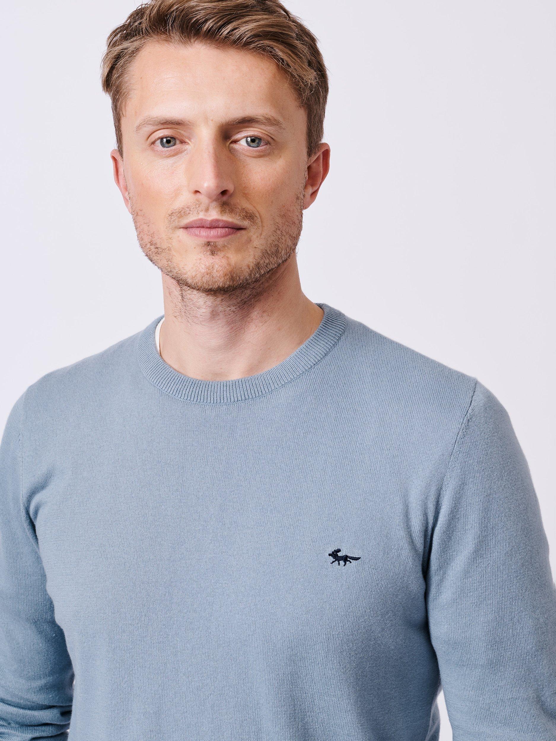 Product image 4 of 6, which shows Aubin Raven Cotton Crew Neck Jumper, Pale Blue, S
