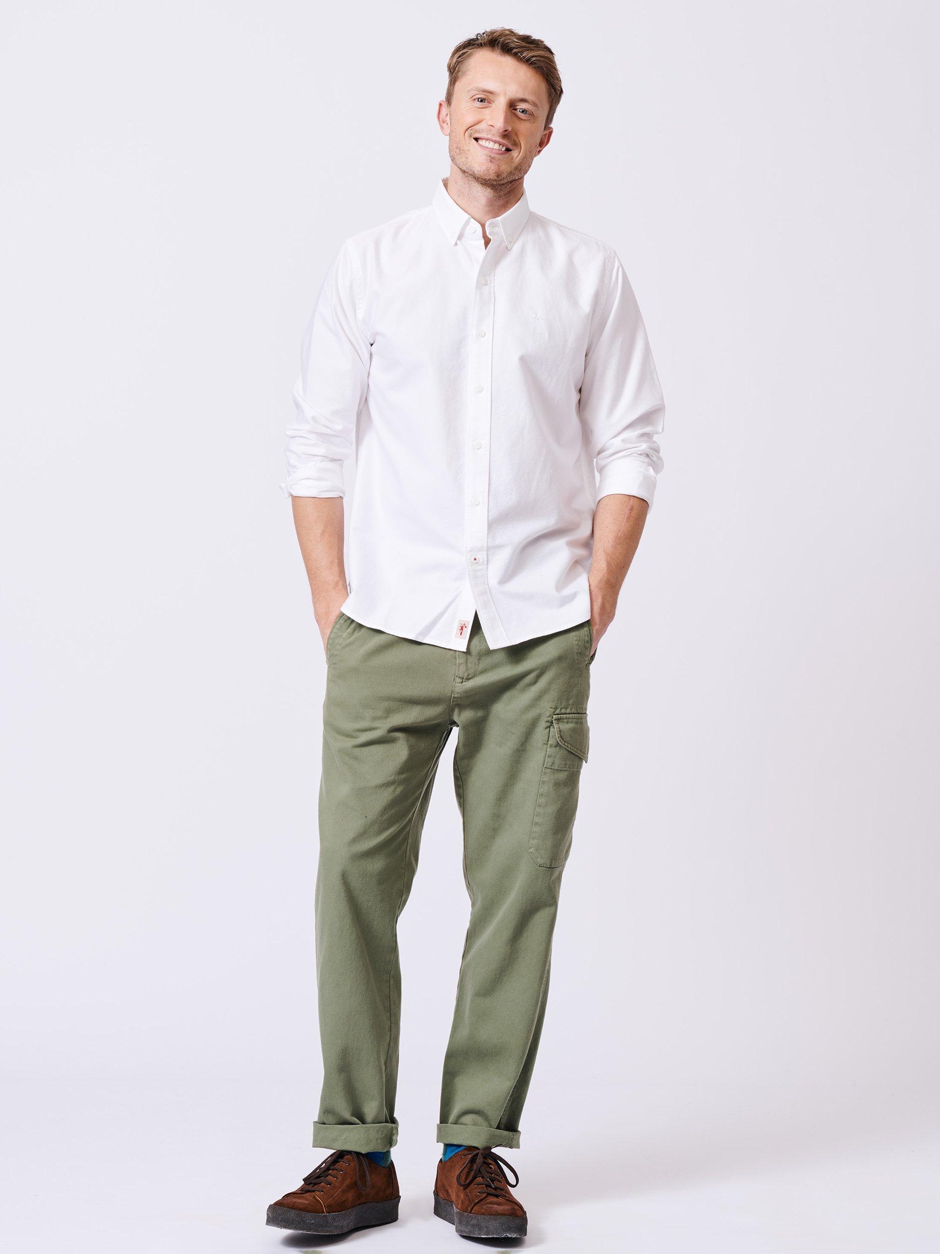 Product image 3 of 7, which shows Aubin Alder Plain Cotton Shirt, White, S