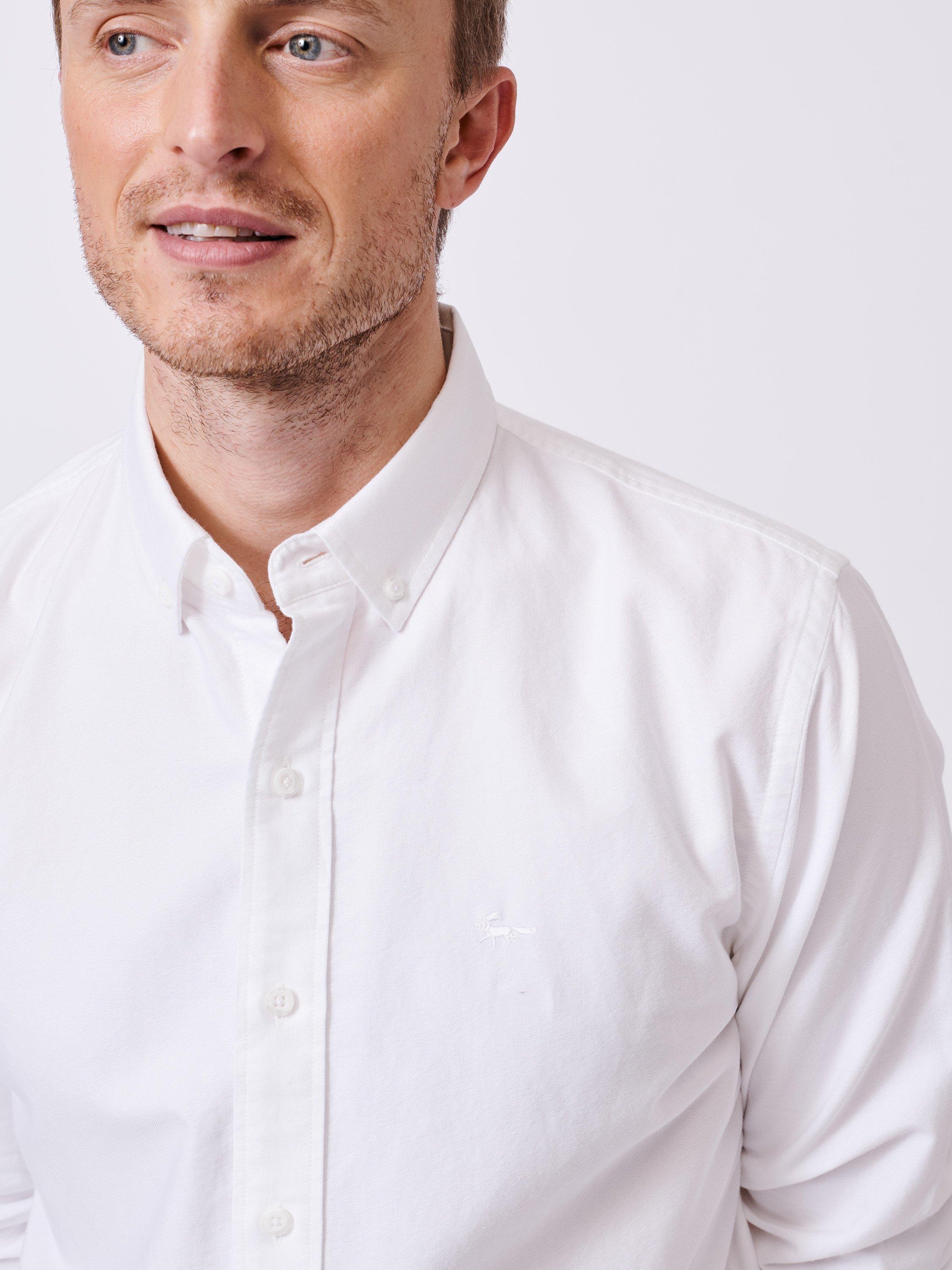 Product image 4 of 7, which shows Aubin Alder Plain Cotton Shirt, White, S