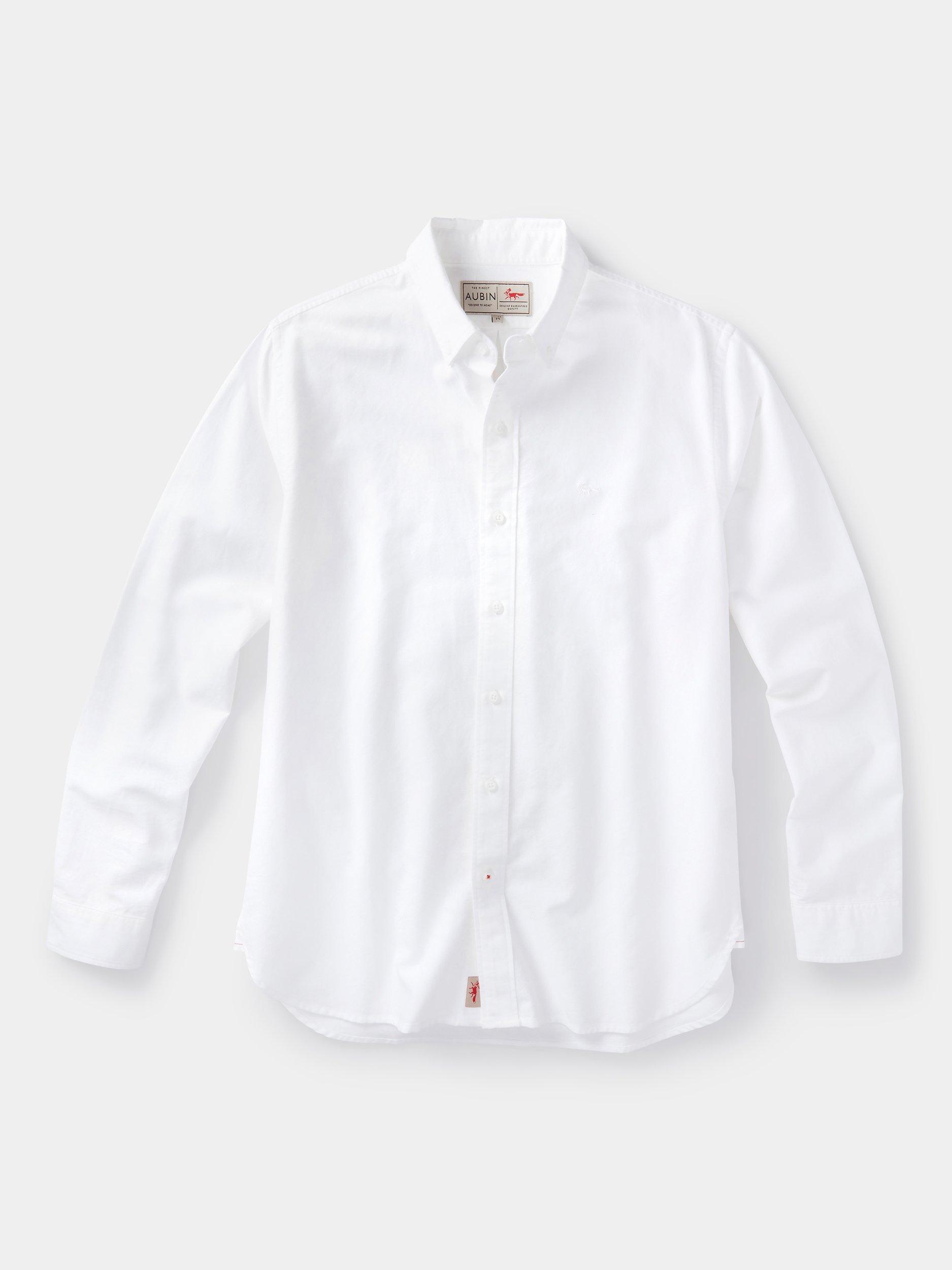 Product image 7 of 7, which shows Aubin Alder Plain Cotton Shirt, White, S