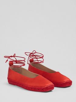 L.K.Bennett Mia Ankle Tie Espadrilles, Red - view 2, Red