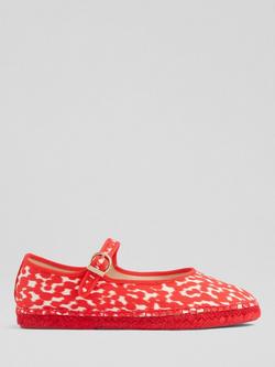 L.K.Bennett Emmie Cotton Print Mary Jane Espadrilles, Red/Cream, Red/Cream