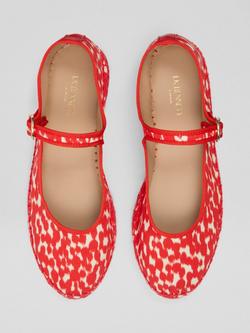 L.K.Bennett Emmie Cotton Print Mary Jane Espadrilles, Red/Cream - view 2, Red/Cream