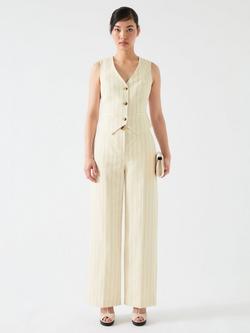 L.K.Bennett Ami Linen Blend Waistcoat, Cream/Black