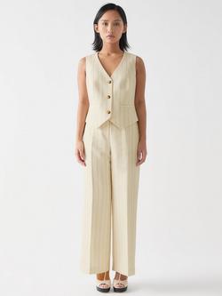 L.K.Bennett Petite Ami Linen Blend Waistcoat, Cream/Black