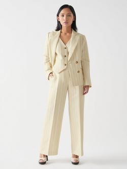 L.K.Bennett Amore Linen Blend Pinstripe Tailored Jacket, Cream/Black